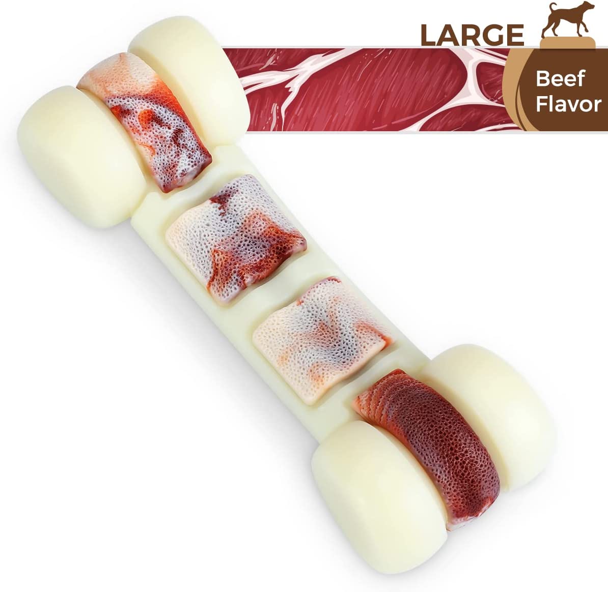 Tikaton Dog Teething Chew Toys Hammer Bones-Beef Flavor