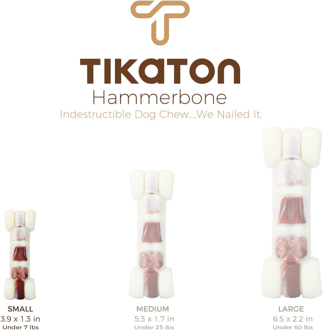 Tikaton Dog Teething Chew Toys Hammer Bones-Beef Flavor