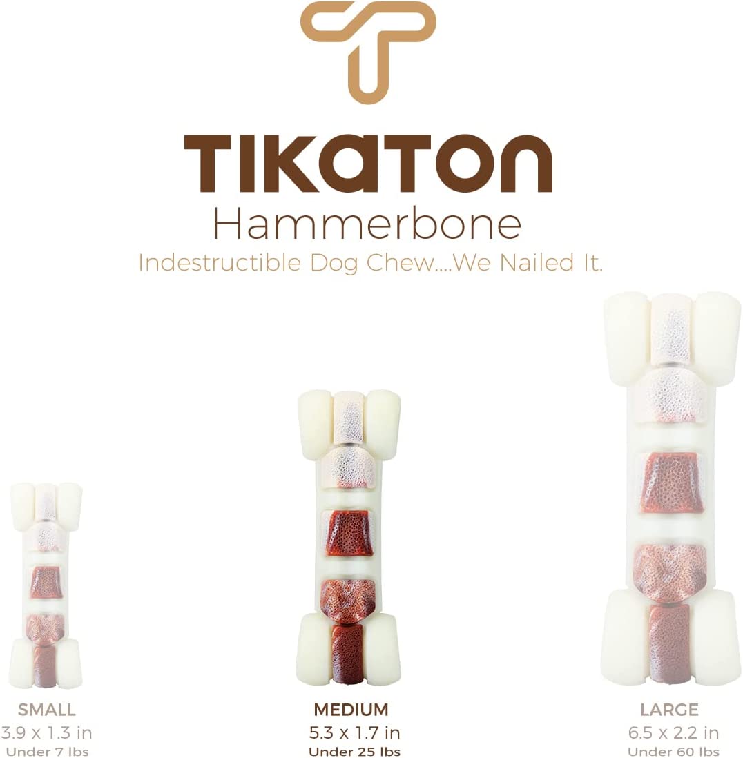 Tikaton Dog Teething Chew Toys Hammer Bones-Beef Flavor