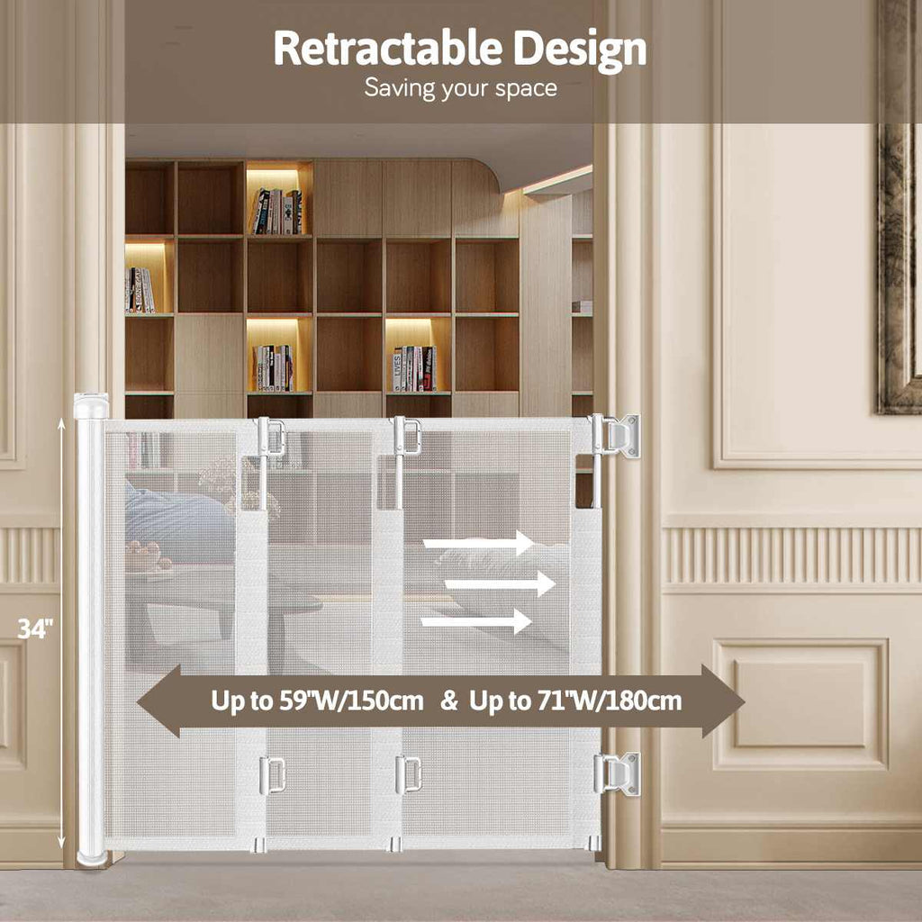Retractable Baby Safety Gate Indoor Outdoor Pet Dog Gate