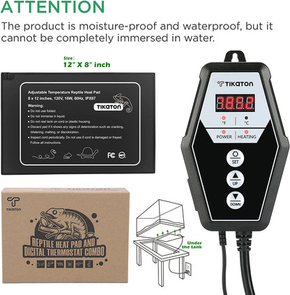 Tikaton Reptile Heat Pad with Thermostat Controller