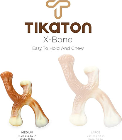 Tikaton Dog Teething Chew Toys X-Bones-Bacon Flavor